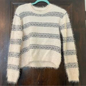 Lucky Brand Cream and black Patterned Sweater